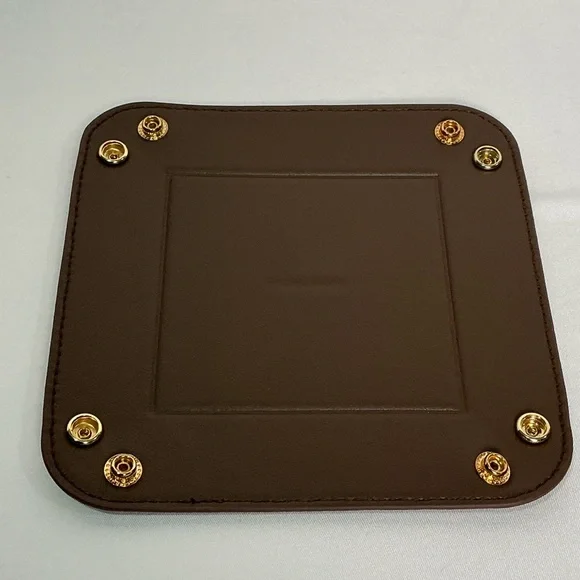 BurberryDark Brown PU Leather Valet Trinket Jewlery Tray New